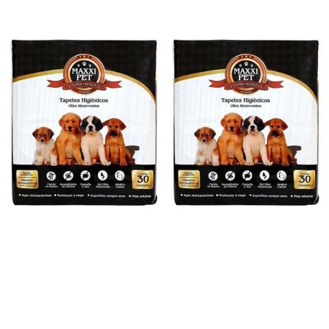 Tapete Higiênico Pet 80x60 Maxxi Pet Carvão 2 Pacotes C/30