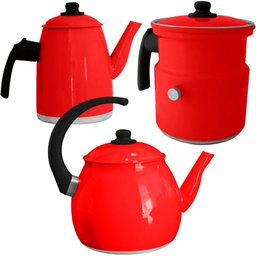 Kit Chaleira Leiteira e Bule Gulê Alumínio 3 Peças Vermelho - 1