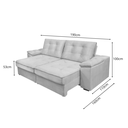 Ver imagem 3 de Sofá Retrátil e Reclinável 3 Lugares Molas Ensacadas 190cm Veludo Zurique