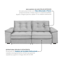 Ver imagem 6 de Sofá Retrátil e Reclinável 3 Lugares Molas Ensacadas 190cm Veludo Zurique