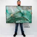 Ver imagem 2 de Quadro Decorativo Caixa Alta com Vidro Abstrato Mármore Verde Safira TaColado Moldura Branca 120 x 8