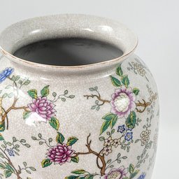 Vaso Porcelana Floral Colorido Craquelê 30cm Decoração - 3