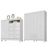 Guarda Roupa Infantil 6 Portas Com Cômoda Sapateira 1 Porta 4 Gavetas Aquarela Branco Clique - 1
