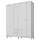 Ver imagem 4 de Guarda Roupa Infantil 6 Portas Com Cômoda Sapateira 1 Porta 4 Gavetas Aquarela Branco Clique