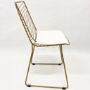 Ver imagem 4 de Kit 2 Cadeiras Cozinha Bertoia Retrô cor Dourado fosco assento branco - Poltronas do Sul