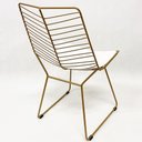 Ver imagem 5 de Kit 2 Cadeiras Cozinha Bertoia Retrô cor Dourado fosco assento branco - Poltronas do Sul