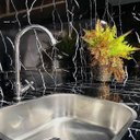 Ver imagem 3 de Papel de Parede Mármore Luna Preto Branco Prata Vinil Adesivo Impermeável Pia Box Mesa Banheiro 2mt