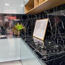 Ver imagem 2 de Papel de Parede Mármore Luna Preto Branco Prata Vinil Adesivo Impermeável Pia Box Mesa Banheiro 2mt