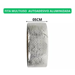 Fita Manta Asfaltica para Vazamento e Furo Telhado Laje Cano 5cm X 5m Cola Adesiva Aluminizada Multi - 3