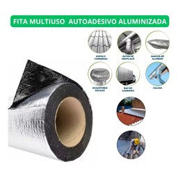 Fita Manta Asfaltica para Vazamento e Furo Telhado Laje Cano 5cm X 5m Cola Adesiva Aluminizada Multi - 4