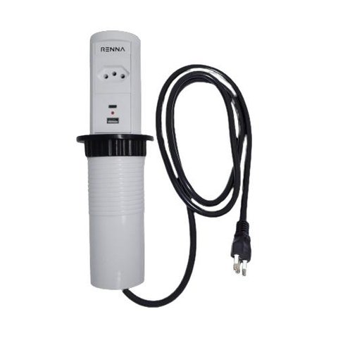 Torre 2 Tomadas + Usb 16a Cabo 1,20mt Bivolt Prata Pix Iluminação