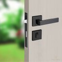 Ver imagem 5 de Fechadura Porta Externa Sala Quarto Modena Pado Preta 55mm Quadrada Ept