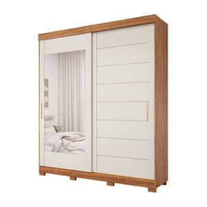 Guarda-roupa Casal 2 Portas Flora com Espelho Cinamomo/off