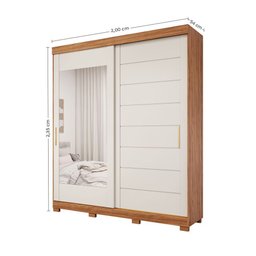 Guarda-roupa Casal 2 Portas Flora com Espelho Cinamomo/off - 6