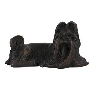 Escultura Cachorro Decorativo em Resina Bronze 16cm