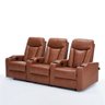Poltrona Sala de Cinema 3 Lugares Califórnia Aquecimento Massagem Reclinável Manual PU Caramelo G31  - 6