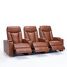 Poltrona Sala de Cinema 3 Lugares Califórnia Aquecimento Massagem Reclinável Manual PU Caramelo G31  - 7