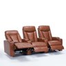 Poltrona Sala de Cinema 3 Lugares Califórnia Aquecimento Massagem Reclinável Manual PU Caramelo G31  - 2