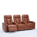 Ver imagem 4 de Poltrona Sala de Cinema 3 Lugares Califórnia Aquecimento Massagem Reclinável Manual PU Caramelo G31 