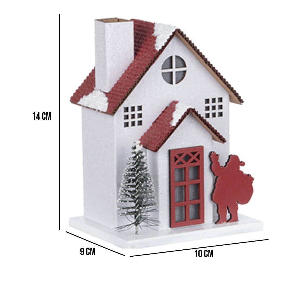 Casinha Decorativa de Natal com Led Branco e Vermelho 14x10 cm - D'Rossi DRossi Casinha de Natal - 4