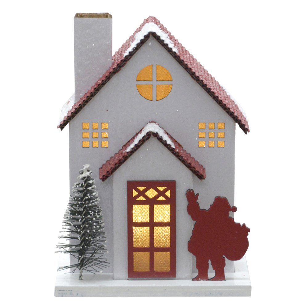 Casinha Decorativa de Natal com Led Branco e Vermelho 14x10 cm - D'Rossi DRossi Casinha de Natal - 3