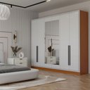 Ver imagem 3 de Guarda-Roupa Lorient 6 Portas 4 Gavetas com Espelho Freijó/Branco - Panorama Móveis