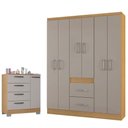 Ver imagem 1 de Cômoda 868 4 Gavetas e 1 Porta com Guarda Roupa Casal Milão 6 Portas Damasco Off White - Poquema