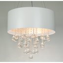 Ver imagem 4 de Lustre Pendente Cilíndrico Madeira Branco Laca e Cristais - 60cm