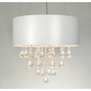 Ver imagem 5 de Lustre Pendente Cilíndrico Madeira Branco Laca e Cristais - 60cm