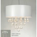 Ver imagem 6 de Lustre Pendente Cilíndrico Madeira Branco Laca e Cristais - 60cm