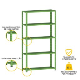 ESTANTE DE AÇO 175X92X30 5 PRAT. PANDIN - VERDE EP-5A-VU-175 - 3