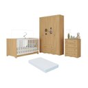 Ver imagem 1 de Quarto de Bebê Completo Berço Americano 3 em 1 Colchão Sonho Multimóveis Mp4635 Madeirado