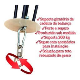 Suporte Giratório De Balanço e Saco De Pancada Para Teto De Gesso Tulipa Móveis Suporte De Balanço P - 3