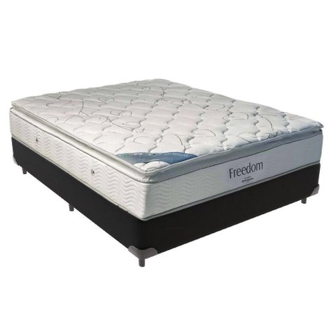 Cama Box Casal e Colchão Freedom Ortobom D33 Preto