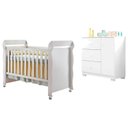 Ver imagem 1 de Berço Americano Mirelle com Cômoda Infantil Duda Branco Brilho – Phoenix Baby