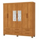 Ver imagem 2 de Guarda-roupa Solteiro Denver 6 Portas 6 Gavetas com Espelho 22121 Cinamomo - Carioca Móveis