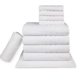 Jogo Toalha Hotel 10 Peças Alta Absorção - Profissional Prata - Branco - 1