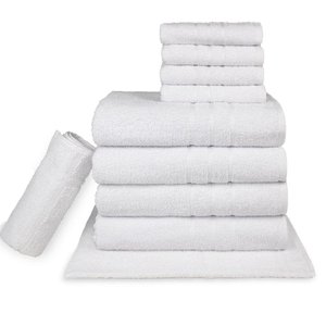 Jogo Toalha Hotel 10 Peças Alta Absorção - Profissional Prata - Branco