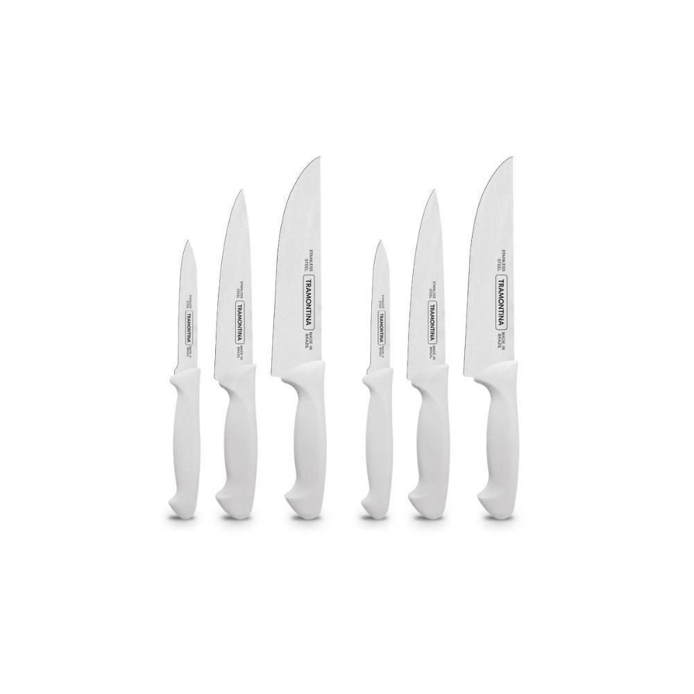 Kit - 2 Jogos de Facas Premium em Aço Inox Cabo Branco 3 Peças - Tramontina - 1