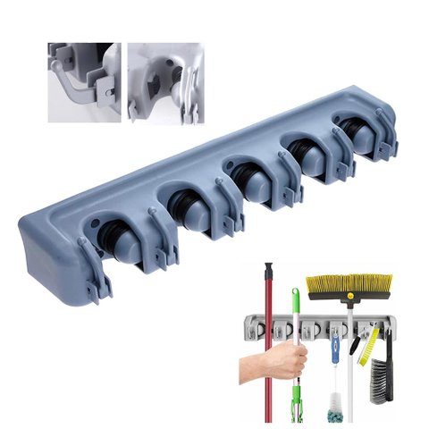 Suporte para Vassoura Encaixe Multiuso Gancho Pano Rodo Utensilio Limpeza Lavanderia Casa Apartament