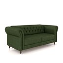 Ver imagem 2 de Sofá Living Sala de Estar Stanford Chesterfield 2 Lugares 200cm Pés de Madeira Couro Verde Manchado