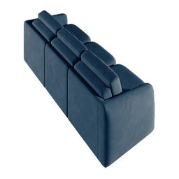 Sofá Cama Modulado Retrátil e Reclinável Varsóvia 336cm Veludo Azul Marinho G33 - Gran Belo - 3