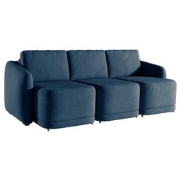 Sofá Cama Modulado Retrátil e Reclinável Varsóvia 336cm Veludo Azul Marinho G33 - Gran Belo - 7