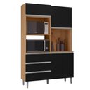 Ver imagem 1 de Kit Cozinha Compacta 4 Portas 120 cm Livia Amendoa Preto Reajl
