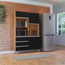 Ver imagem 5 de Kit Cozinha Compacta 4 Portas 120 cm Livia Amendoa Preto Reajl