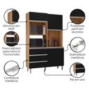 Ver imagem 4 de Kit Cozinha Compacta 4 Portas 120 cm Livia Amendoa Preto Reajl