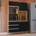 Ver imagem 2 de Kit Cozinha Compacta 4 Portas 120 cm Livia Amendoa Preto Reajl