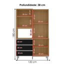 Ver imagem 3 de Kit Cozinha Compacta 4 Portas 120 cm Livia Amendoa Preto Reajl