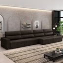 Ver imagem 1 de Sofá Retrátil 8 Lugares 524cm 4 Módulos Nero com USB Couro Marrom G52 - Gran Belo