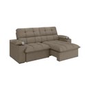 Ver imagem 4 de Sofá Retrátil e Reclinável 2,10m Suede Capuccino c/ Porta Copo Liverton Xflex